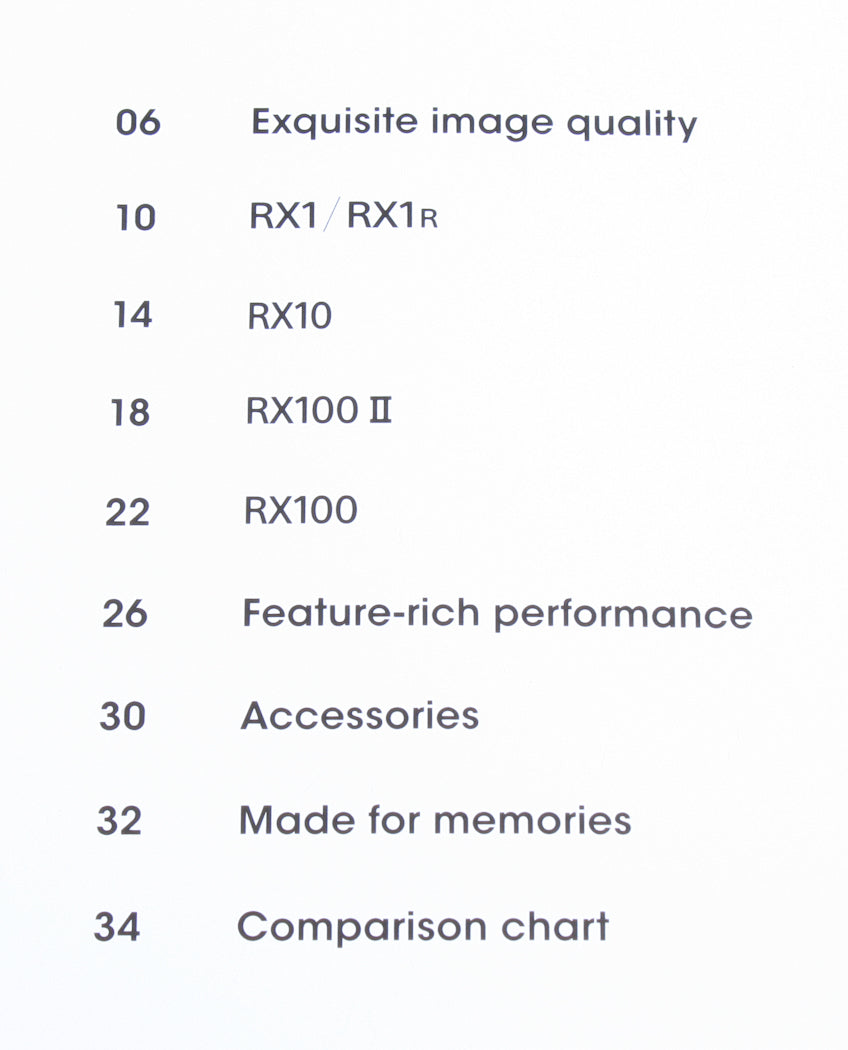 SONY CYBERSHOT RX SERIES GUIDE BOOK, 35 PAGES