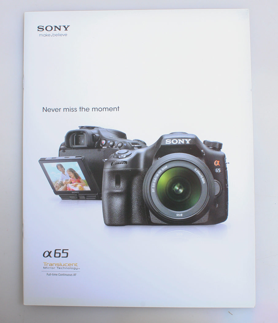 SONY ALPHA 65 BOOKLET, 19 PAGES.