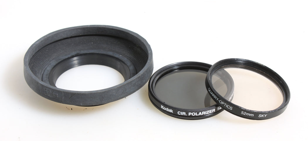 52MM HOOD, UV, POLARIZER FILTERS SET OF 3