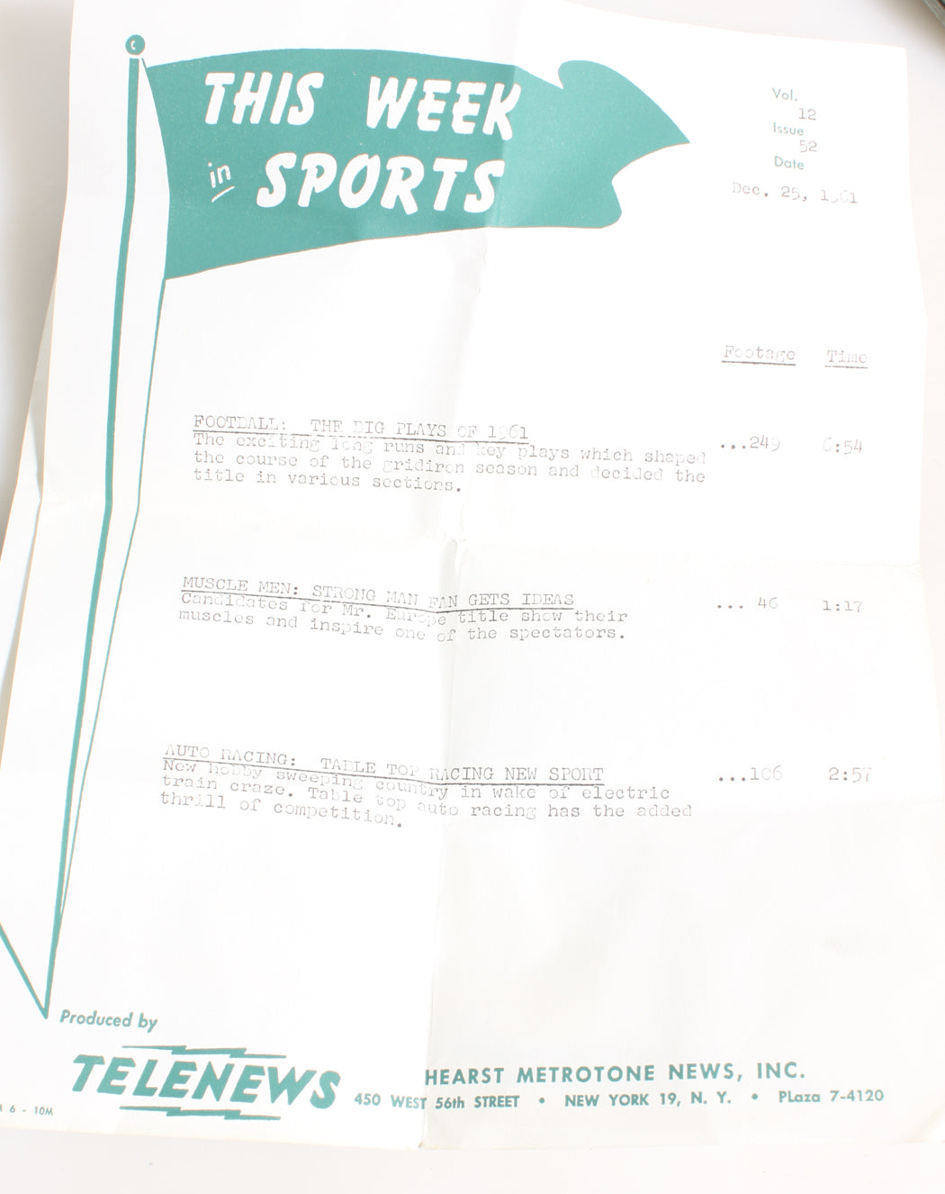 16MM MOVIE FILM IN CAN 1961 MUSCLE MEN, FOOTBALL, AUTO RACING