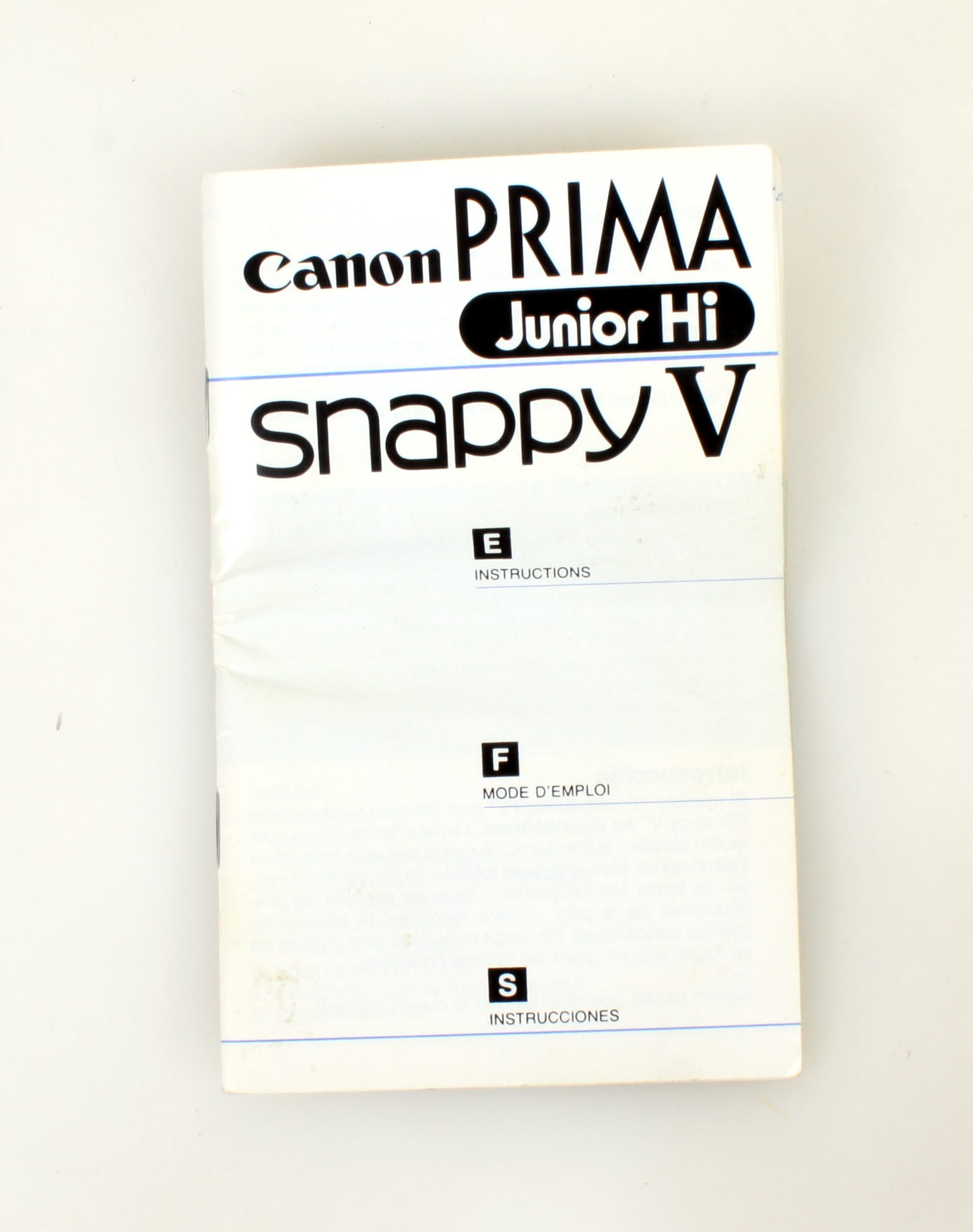 CANON PRIMA JUNIOR HI SNAPPY V MANUAL