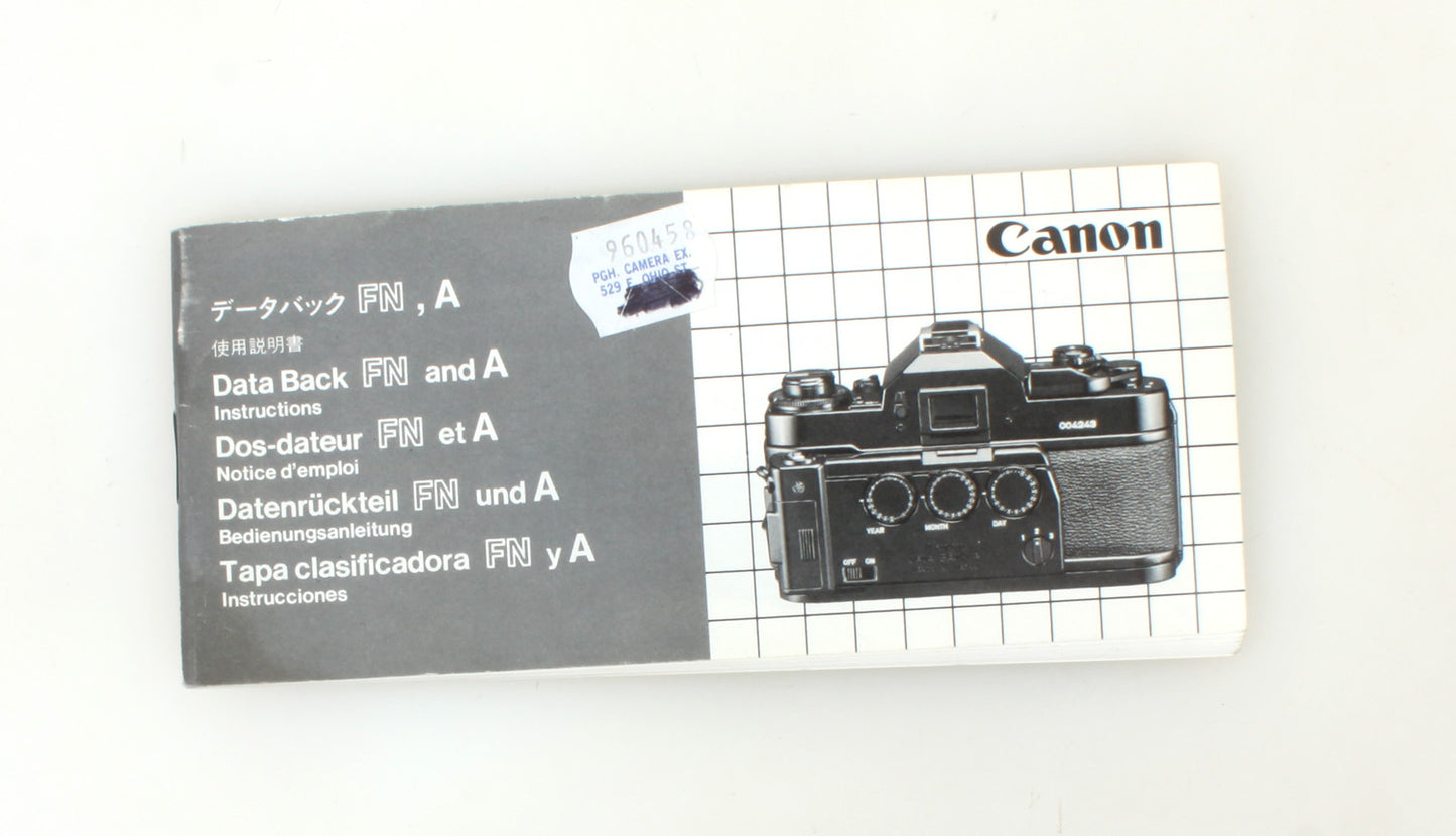 CANON DATA BACK FN & A INSTRUCTION MANUAL