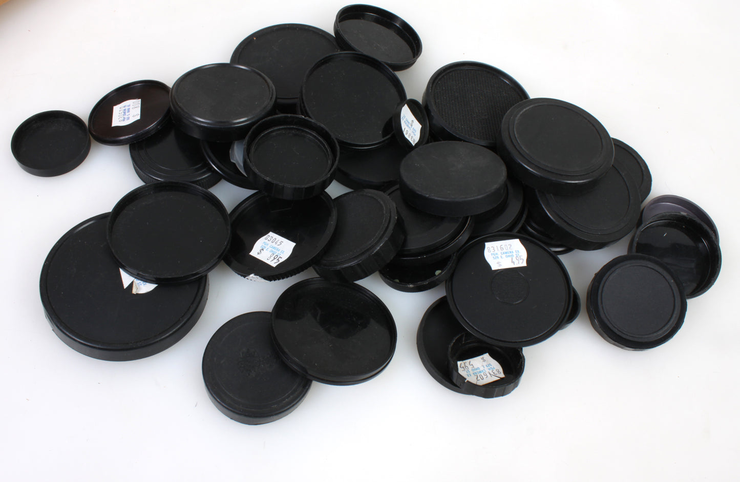 CAMERA LENS CAPS COLLECTION, 50 VARIOUS SIZES