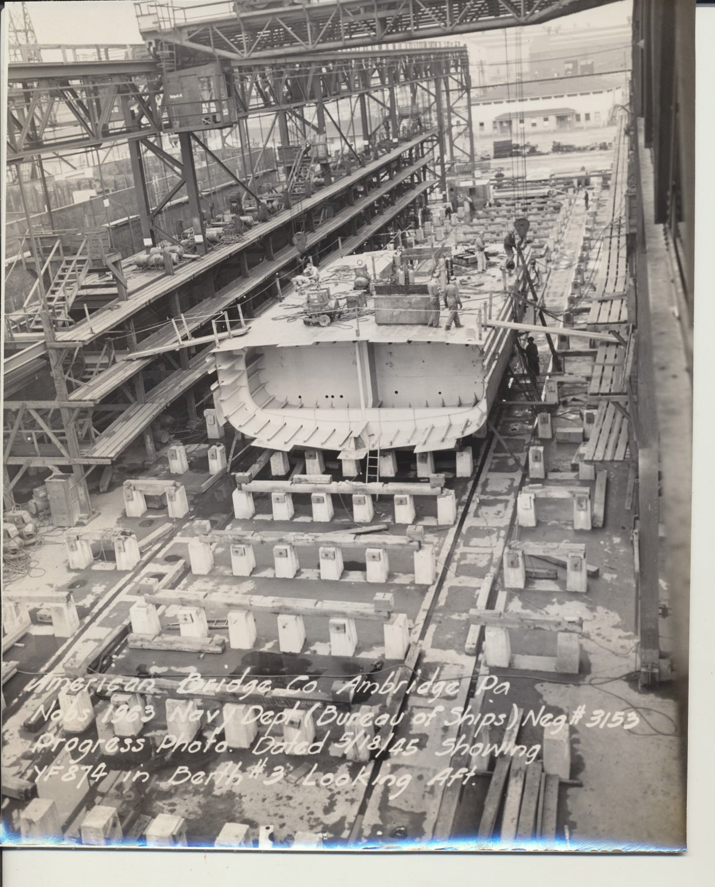 VINTAGE NAVY SHIPBUILDING PHOTOGRAPHS, SET OF 5//BLACK & WHITE IMAGES//SHIP