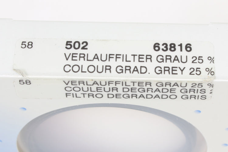 B+W 502 COLOUR GRAD GREY 25% 58MM FILTER (63816)