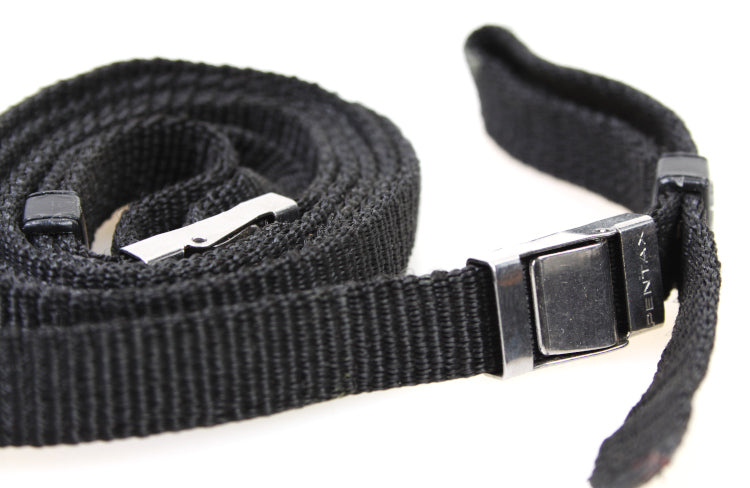 Vintage 1970s Black Woven Fabric Pentax Camera Strap