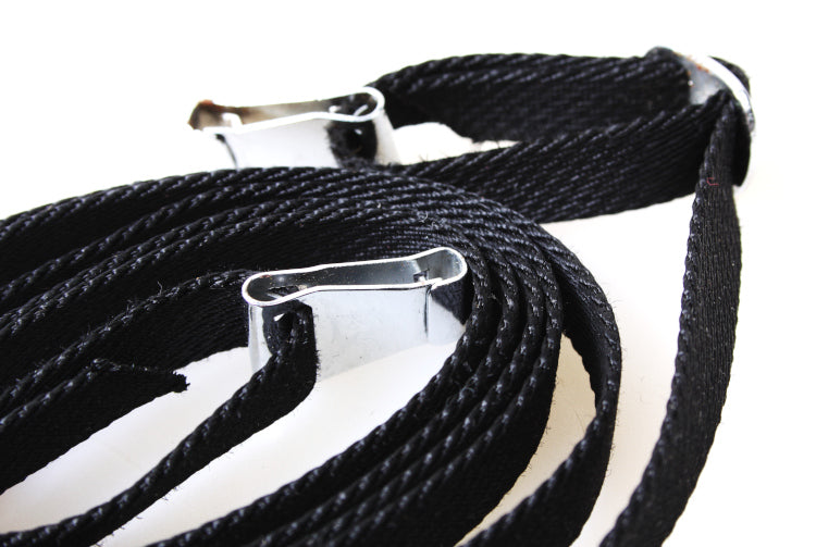 Fine Weave Black Fabric Camera Strip with Silver Metal Clips