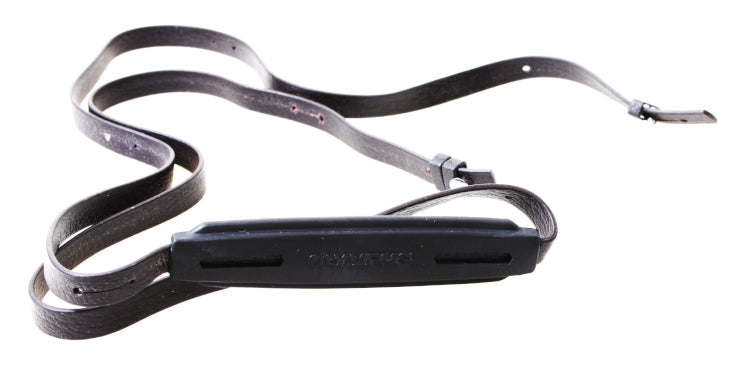 Olympus Pen-F Camera Strap - Thin Black Vinyl with Rubber Neck Pad