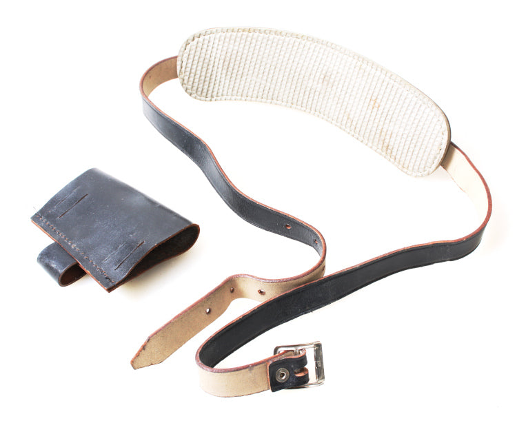 Vintage 1960s Heavy Duty Black Leather Camera Strap with Neck Pad
