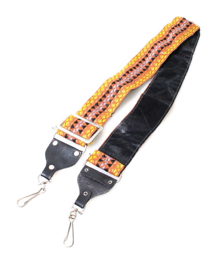 Retro 1970s Embroidered Camera Strap - Bronze with Yellow / Black / Blue Accents