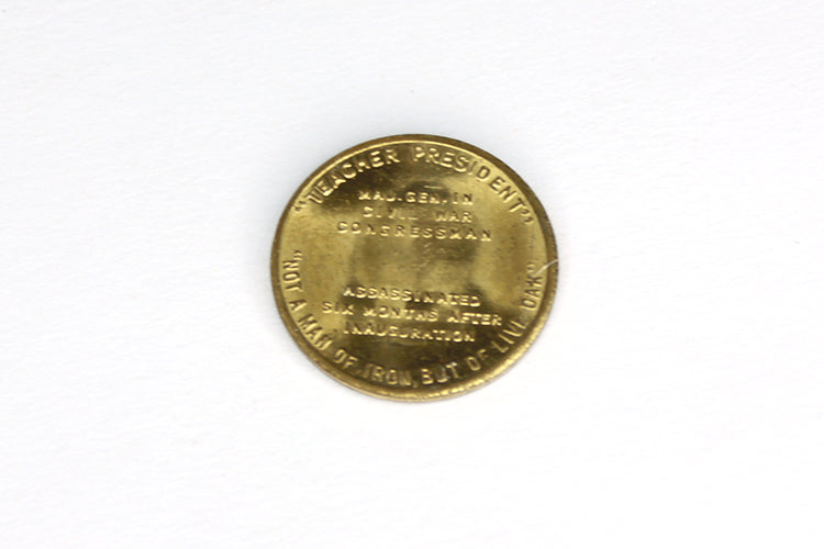 20th President James a. Garfield Teacher Iron Live Oak Facts Us Coin Token Brass