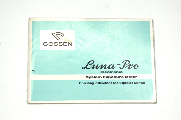 Original Instruction Manual Gossen Luna-pro