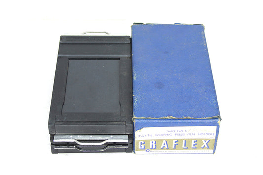 3 Graflex Type 5 Graphic Press Film Holders 2 1/4 X 3 1/4 New in Box