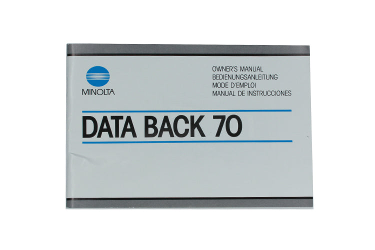 Minolta Data Back 70 Owners Manual