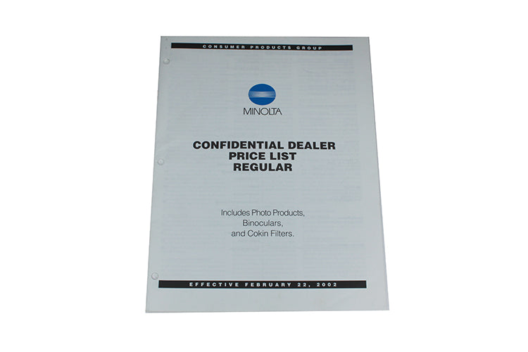 Minolta Confidential Dealer Price List Dated February 22, 2002