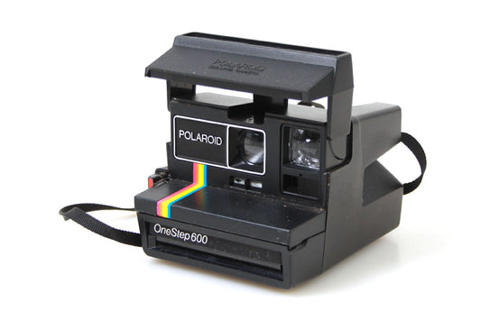Vintage One Step Polaroid 600 Film Instant Camera & Strap Rainbow Black