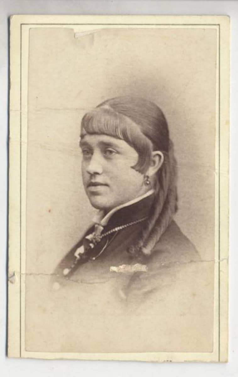 Vintage 1800's CDV Photo Card Of Woman with Interesting Bangs and Sausage Curls//19th Century Rare Hairstyle