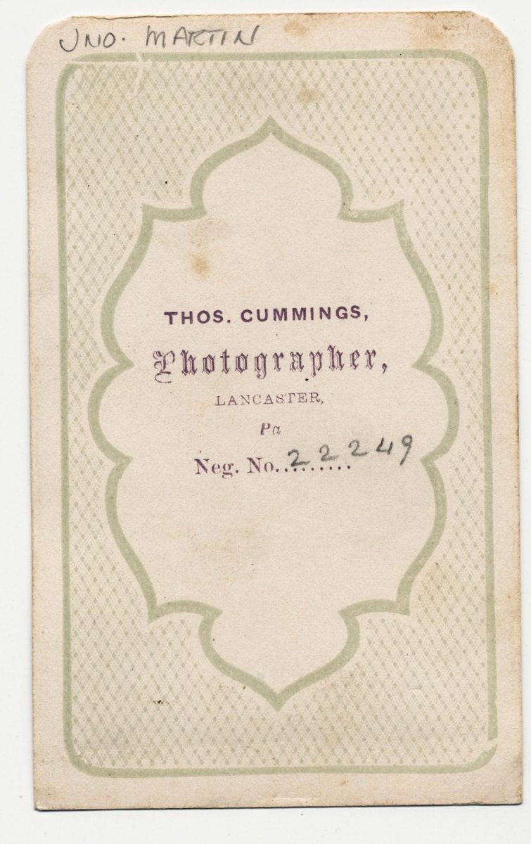 Vintage 1800's CDV Card Photo of Young Lanky Man//Antique Portrait From Pa.//Tall Man//Bummed Expression