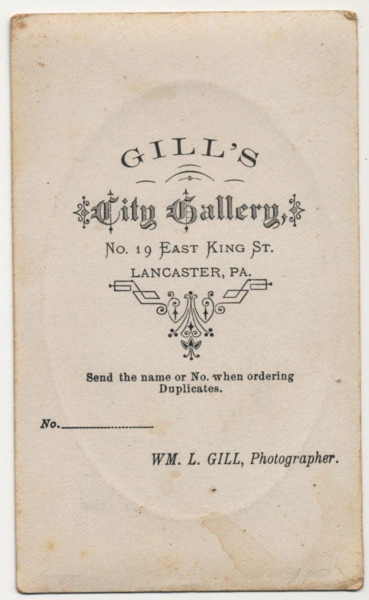 Vintage 1800's CDV Photo of Militant Looking Gent With Bowtie Lancaster Pennsylvania//Tense Expression//Pensive Stare