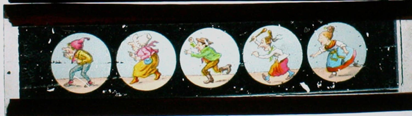 Magic Lantern Slide, Color. Cartoon Characters//grandma//illustration//fun