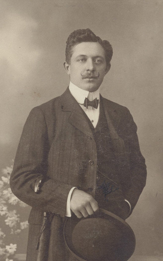 Handsome Man w/ a Well Kept Mustache, Fancy Umbrella, and Flowers. CDV. Berlin.