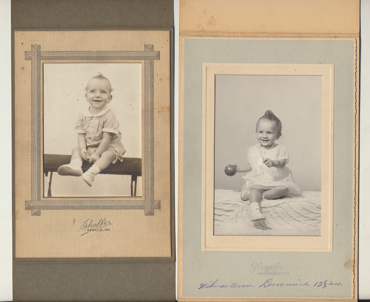Lot of 10. Baby Photographs. Various Sizes. All Mounted.