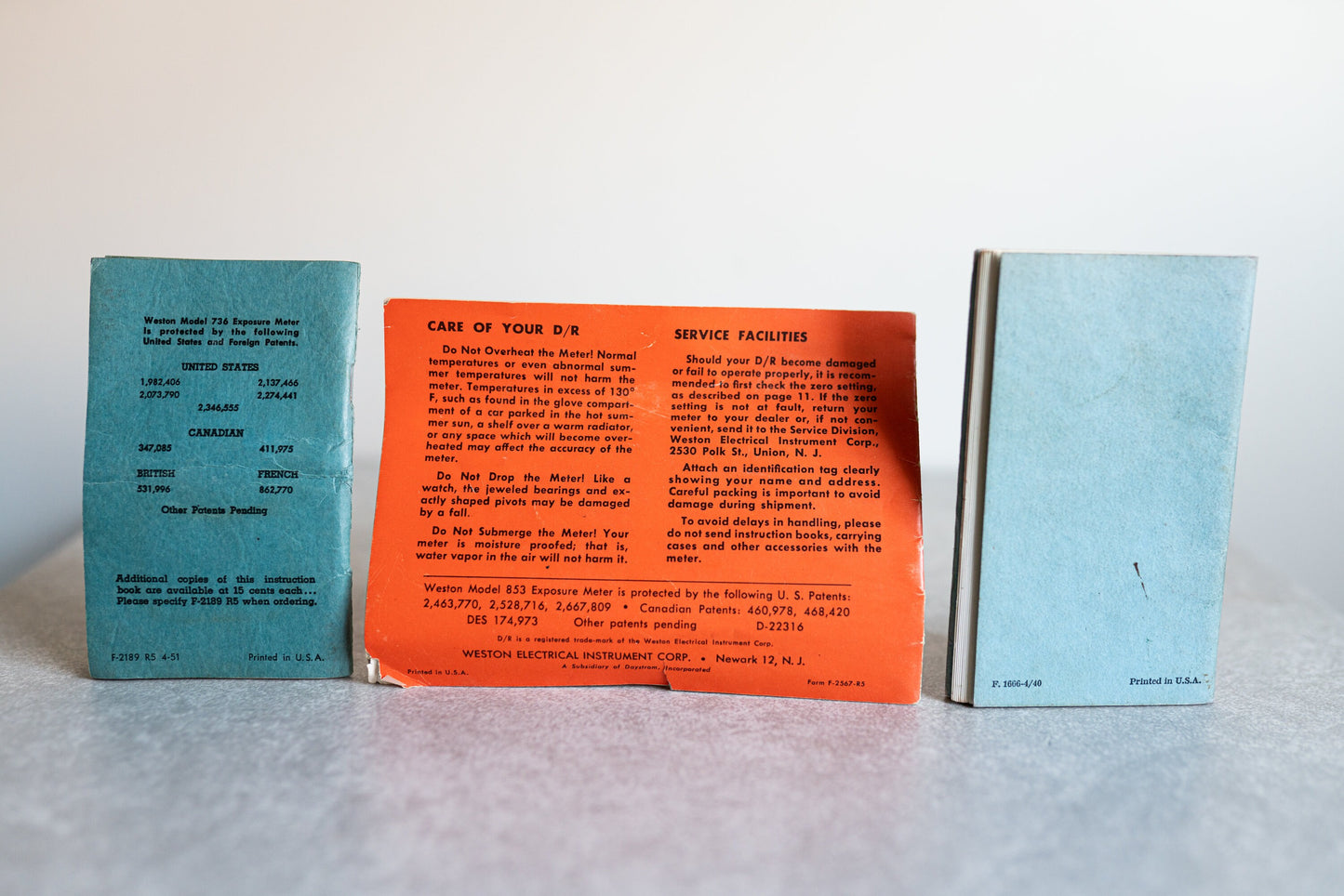 Weston Exposure Meter Manuals - Set of 3