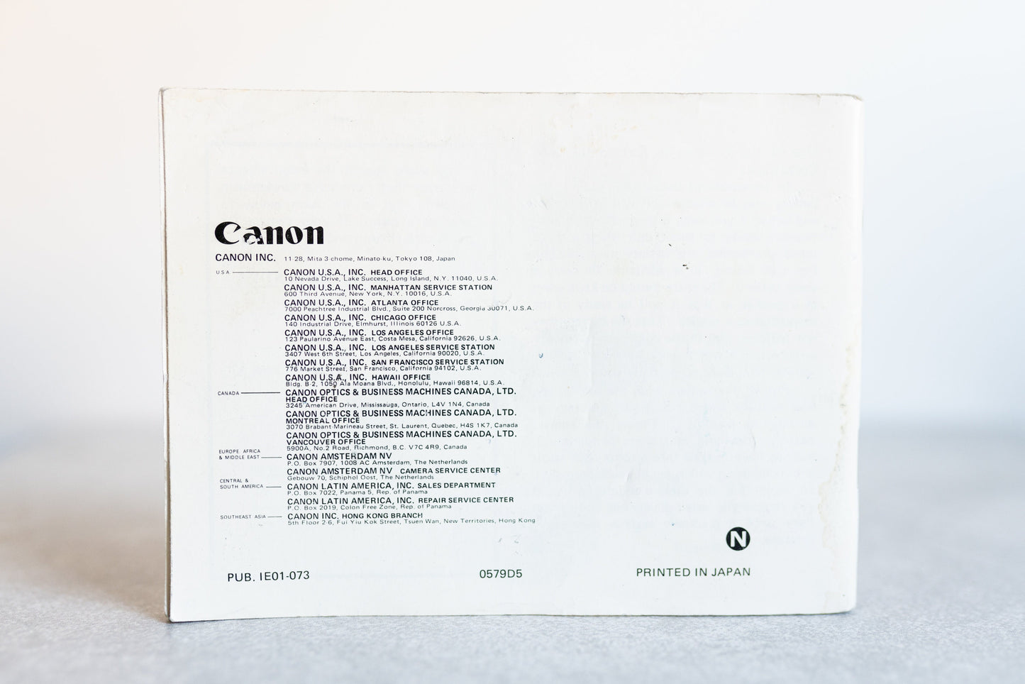 Canon Genuine AT-1 Camera Instruction Book / Manual / User Guide