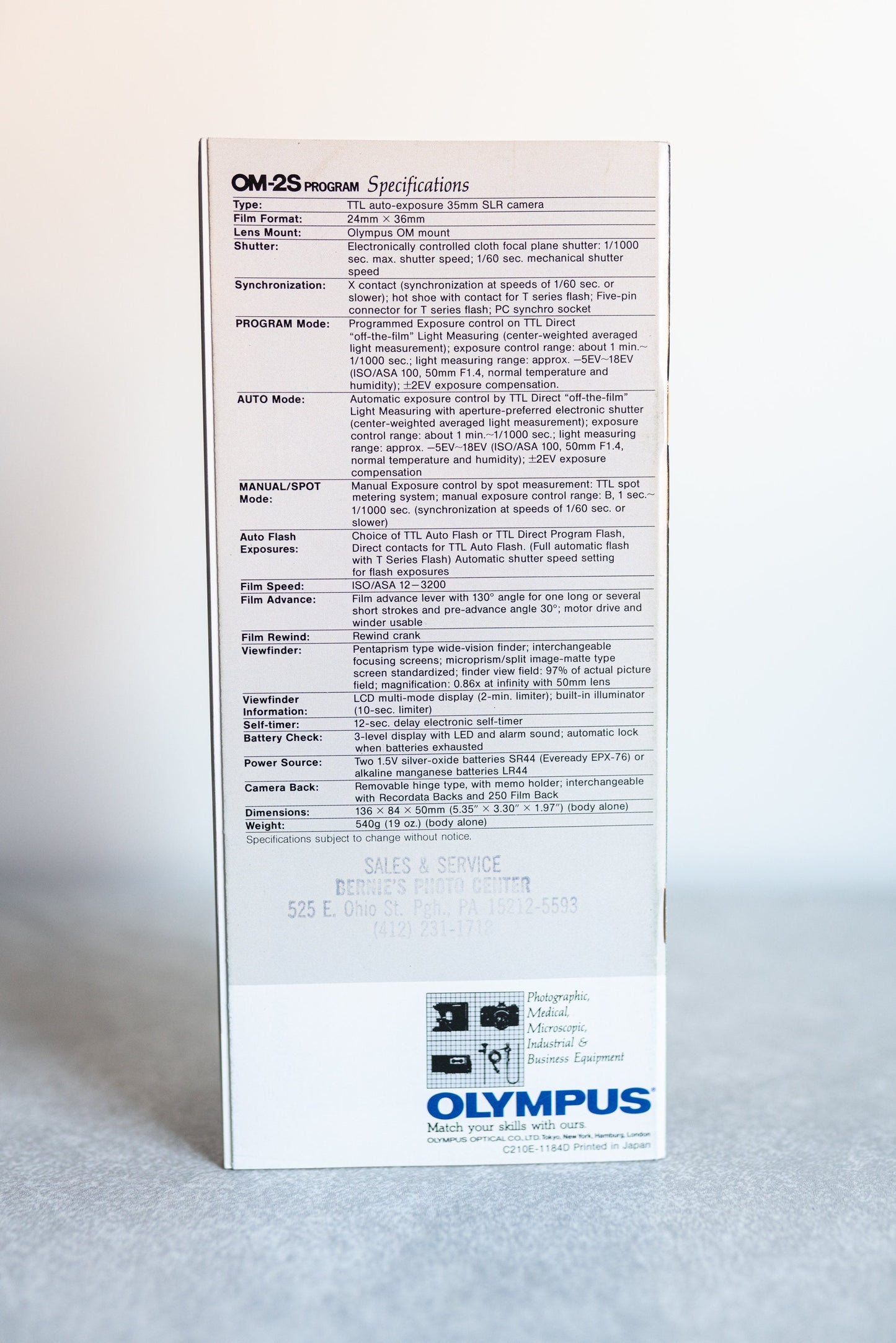 Olympus OM-2S Program Sales Brochure