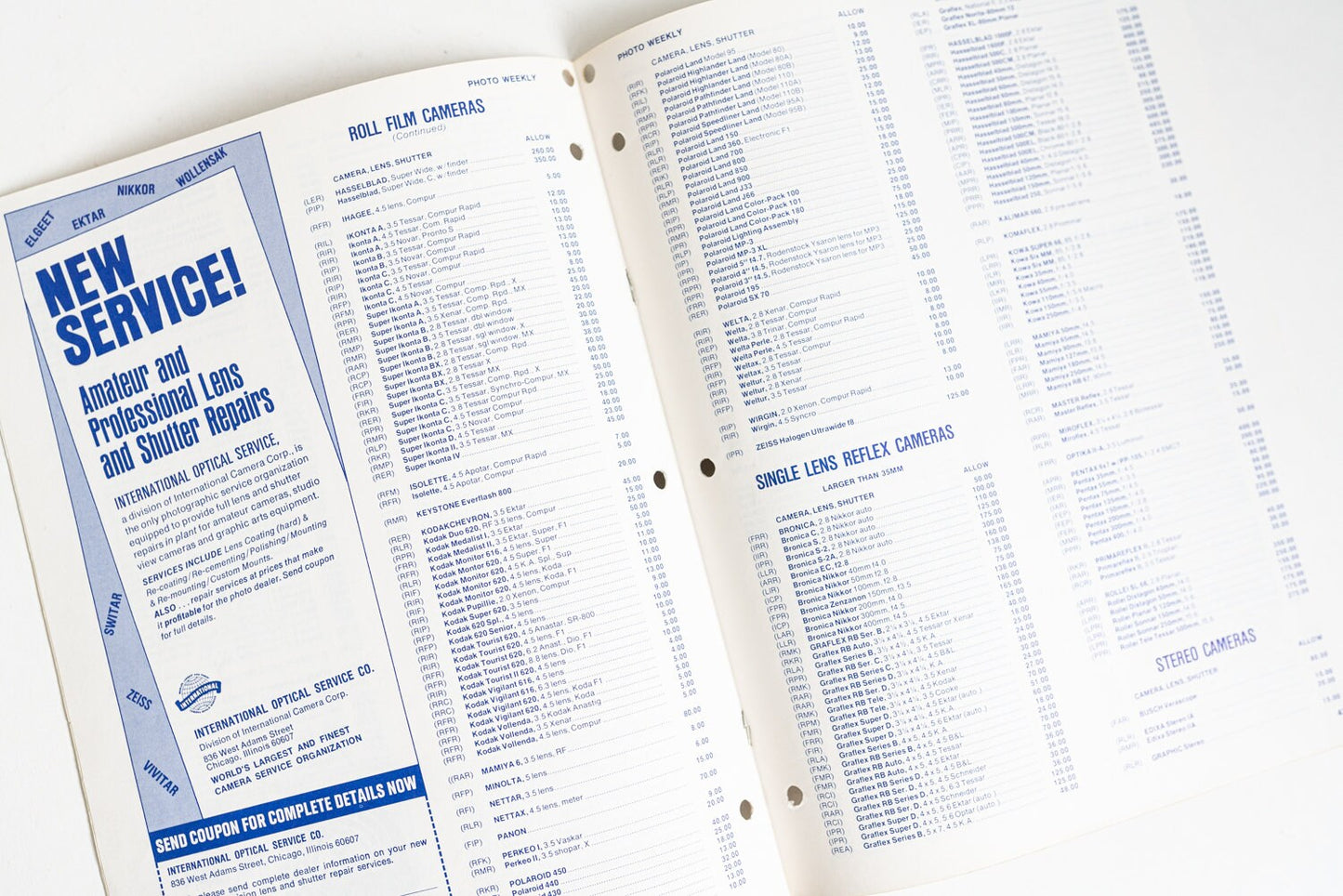 Vintage Photo Weekly Official Blue Book - Camera Pricing Book
