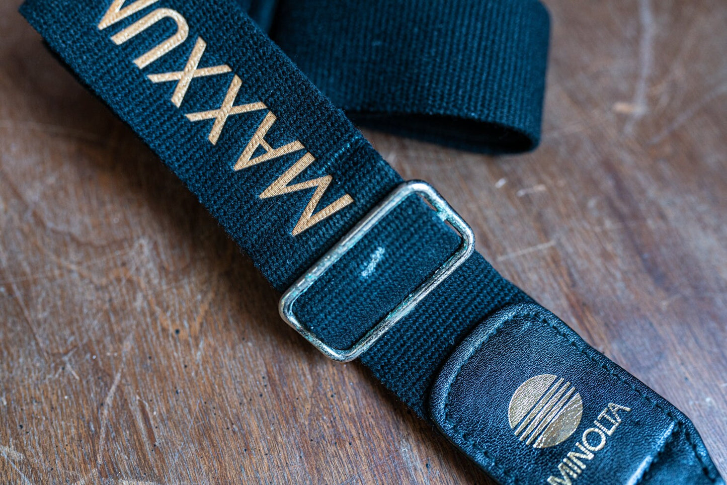 Vintage Black and Gold Minolta Camera Strap