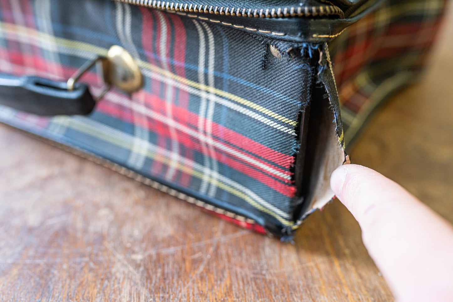 Vintage Plaid Luggage Bag - Circa 1960s