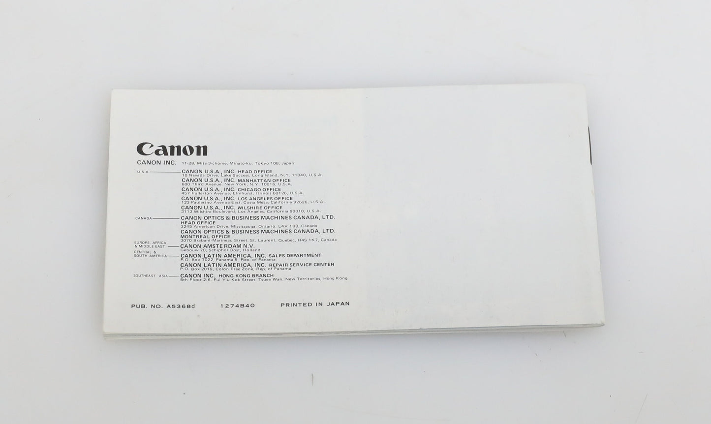 Canon Interchangeable Lenses FD Instruction Manual