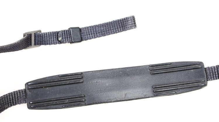 Vintage 1960s Black Woven Fabric Heavy Duty Canon Neck Strap with Neck Pad
