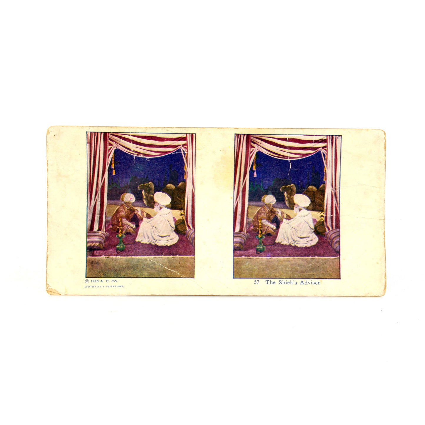 Vintage Stereograph Print of Shiek Speaking With Advisor in Bedouin Tent