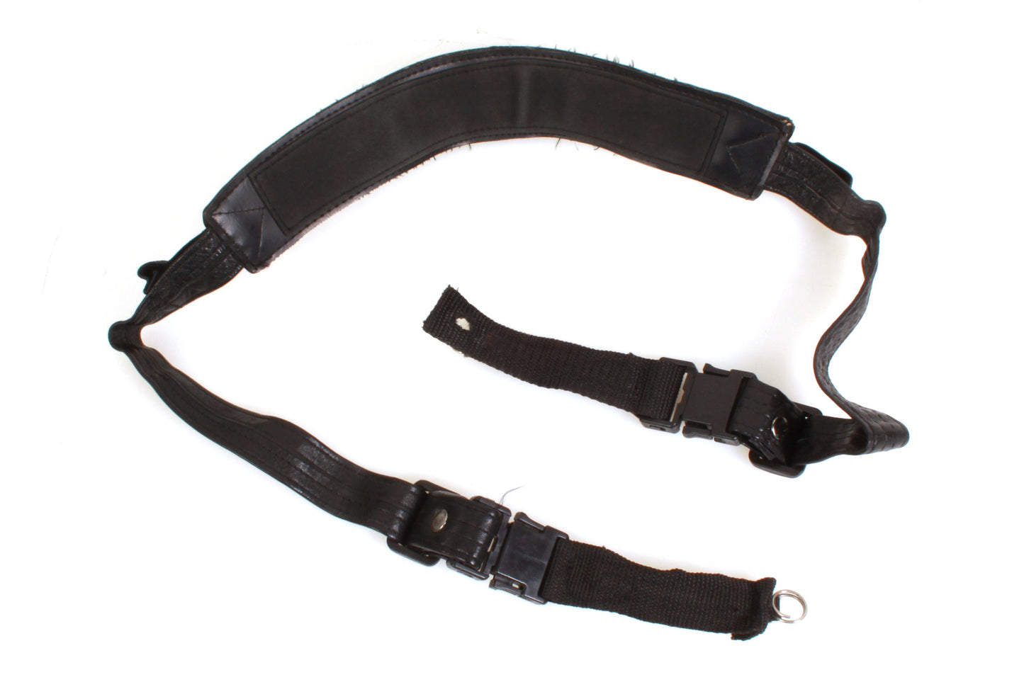 Camera Strap Black Leather w/ Neck Pad Vintage 1960s