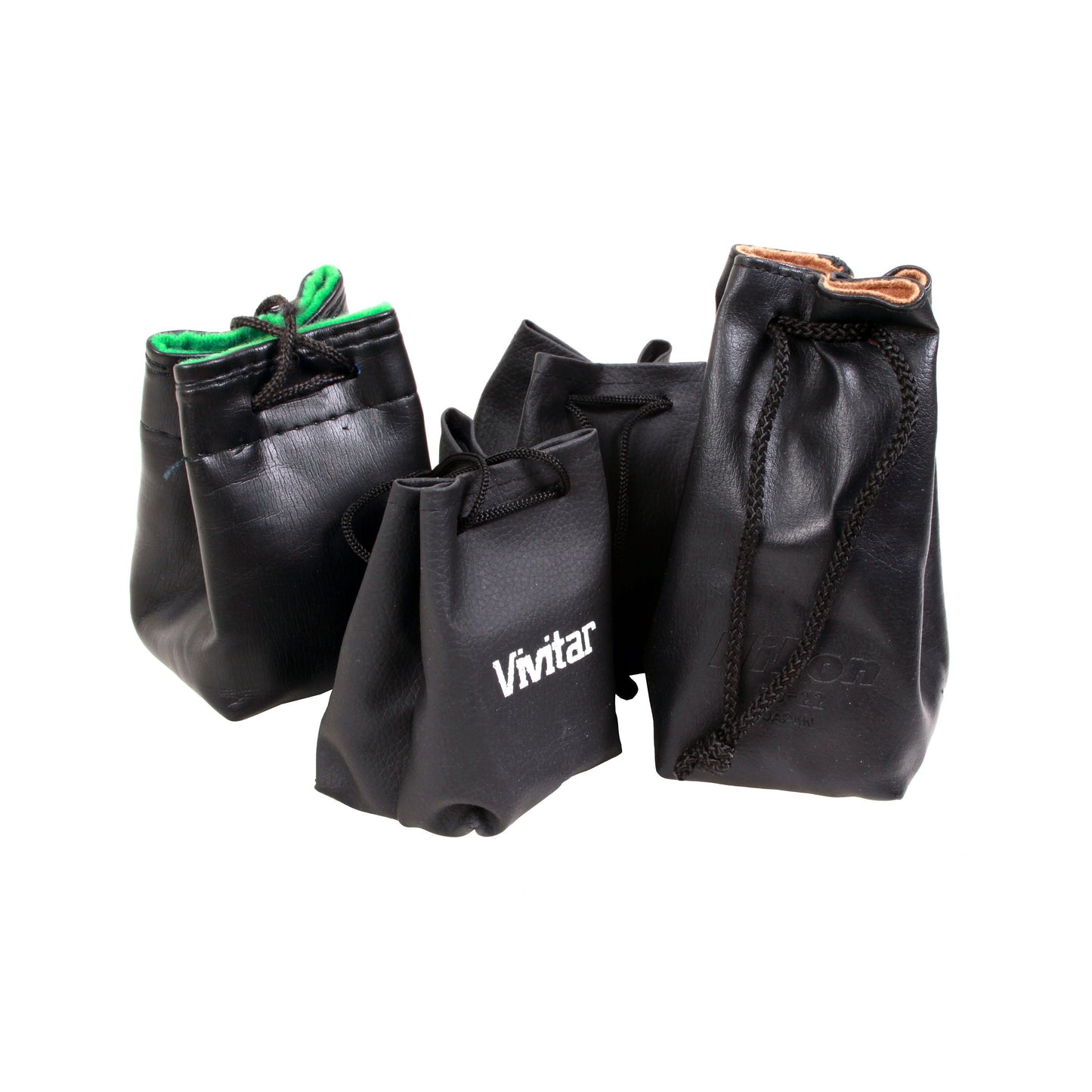 Vintage Soft Lens Cases Set of 4 Black Leather