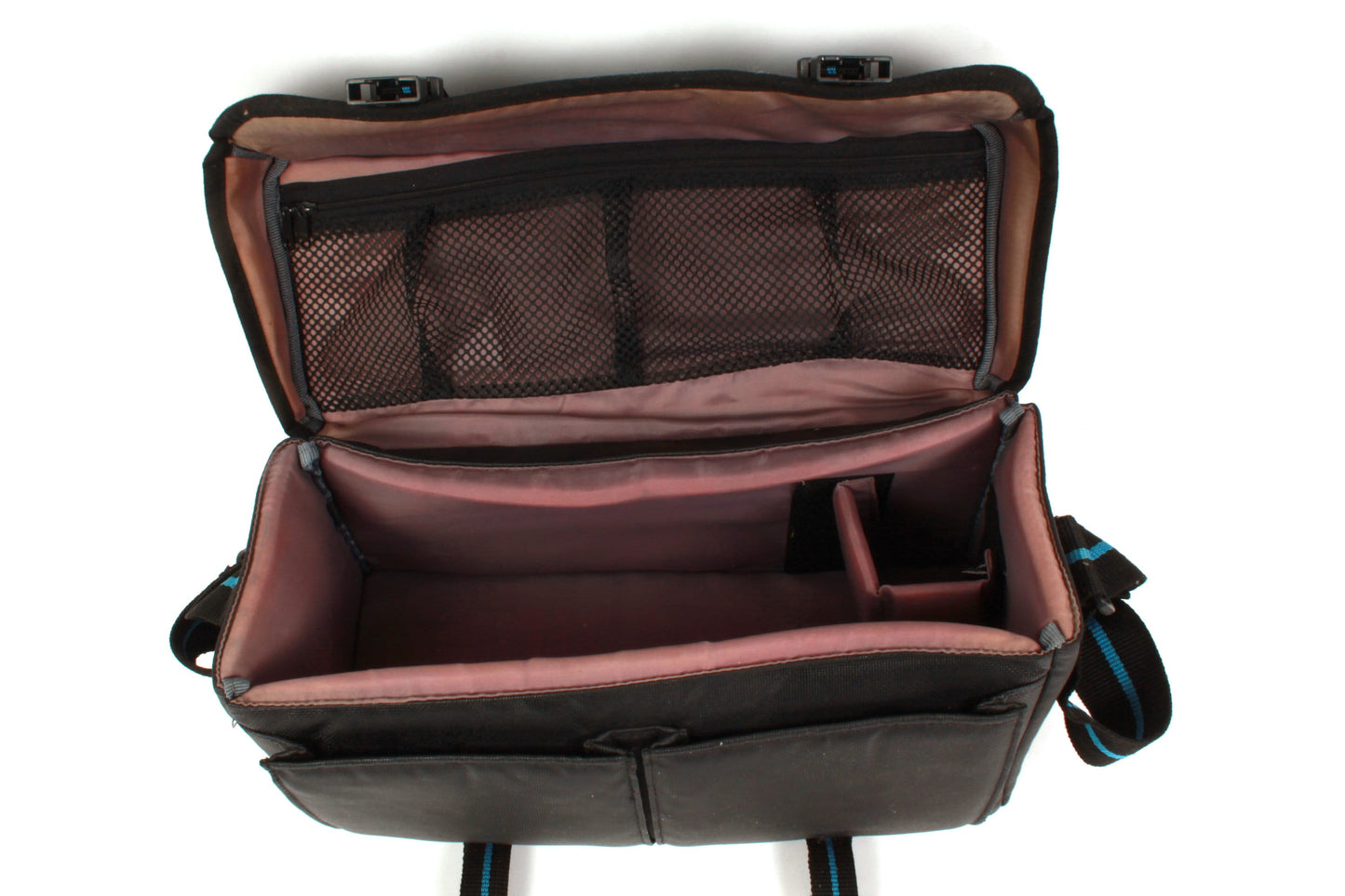 Vintage Large Camera Bag - Black w/ Blue Stripe