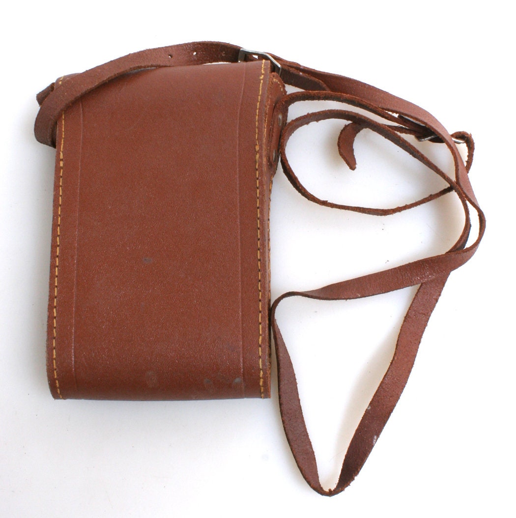 Camera Case Vintage Brown Leather 1950s Steampunk