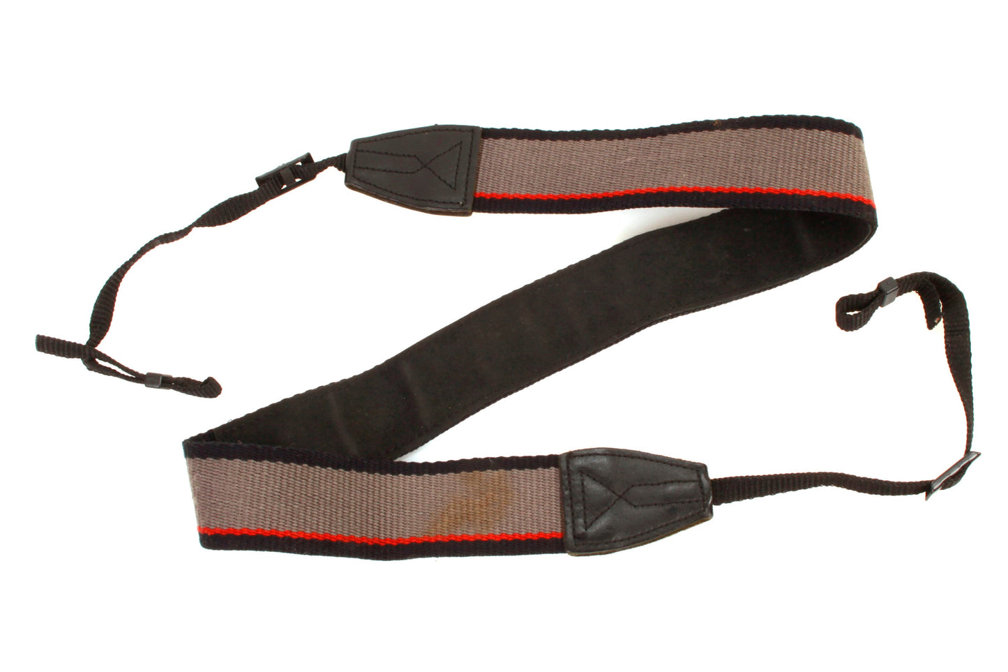 Nikon Strap Vintage - Gray w Red & Black Stripe