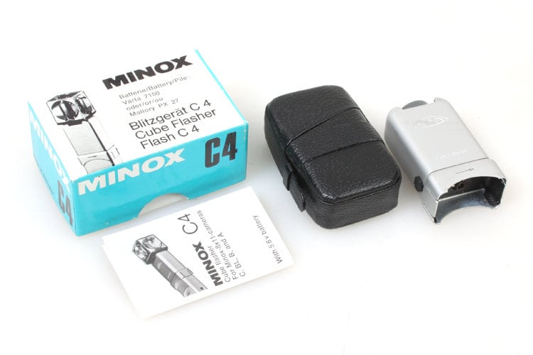 Cube Flash Holder Minox C4 Silver & in Original Case + Box