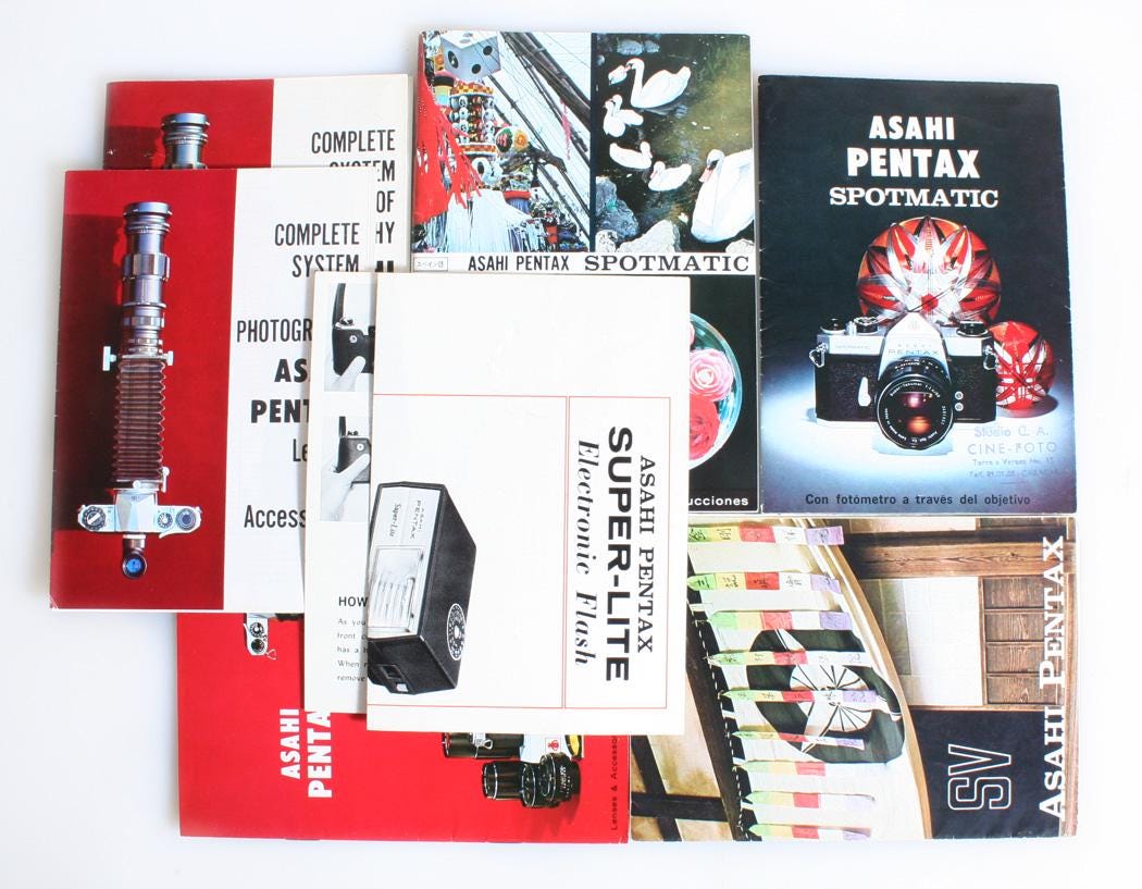 Asahi Pentax Manuals Set of 7 Spotmatic/Lenses/Etc