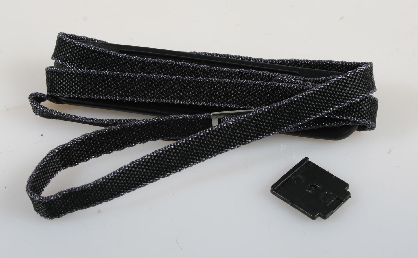 Minolta Camera Strap 1970s Thin Black with Flash Shoe Cover