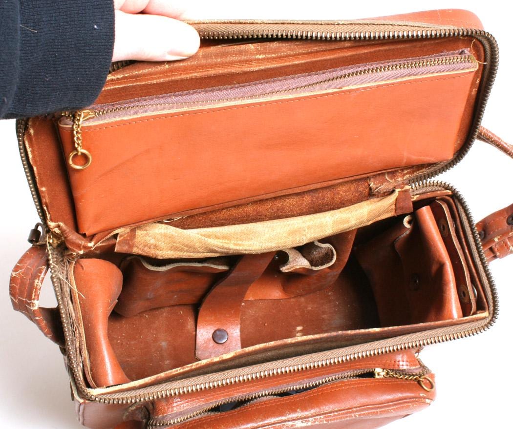 1950s Camera Case//Vintage Carrying Case//Purse//Brown Bag