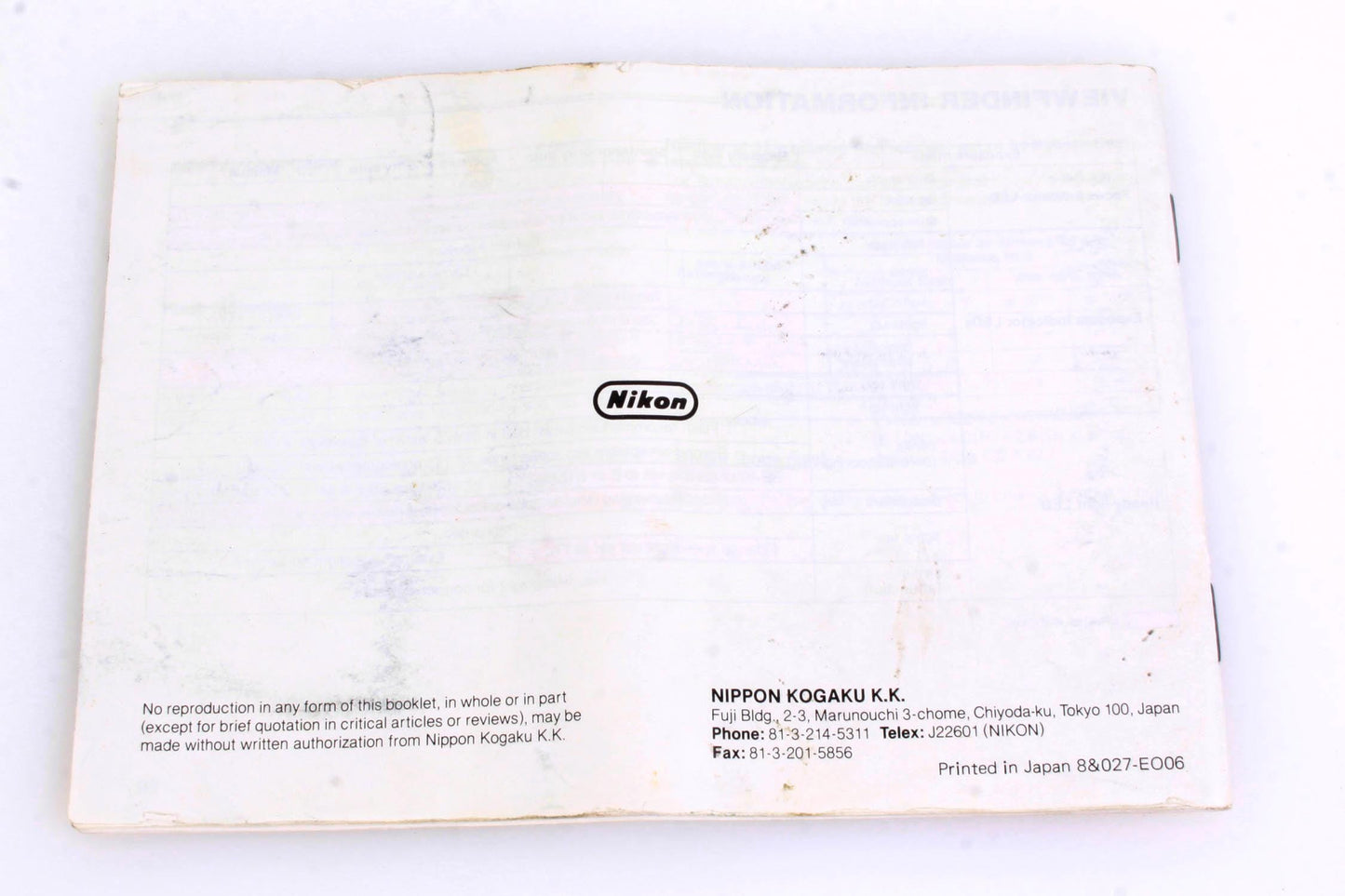 Nikon N4004 Camera Manual