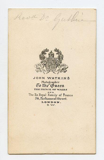 Dr. Thomas Guthrie CDV Scottish Minister and Philanthropist by John Watkins