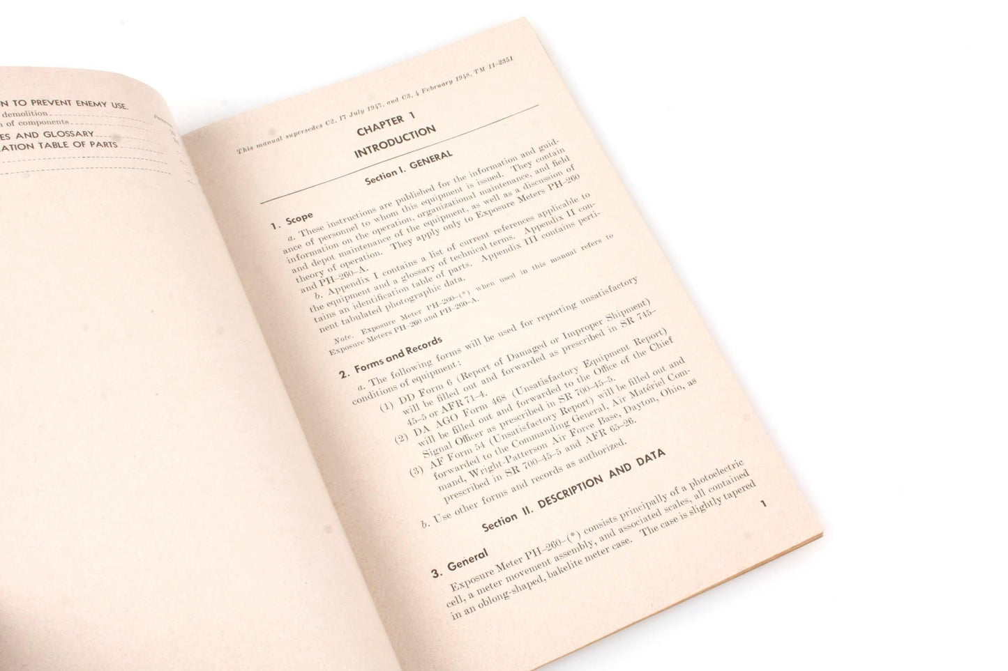 DA Technical Manual: Exposure Meters PH-260and PH-260A 1950s
