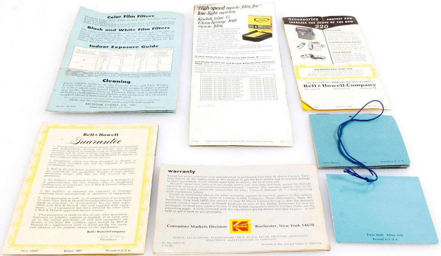 Vintage Movie Camera Literature Lot