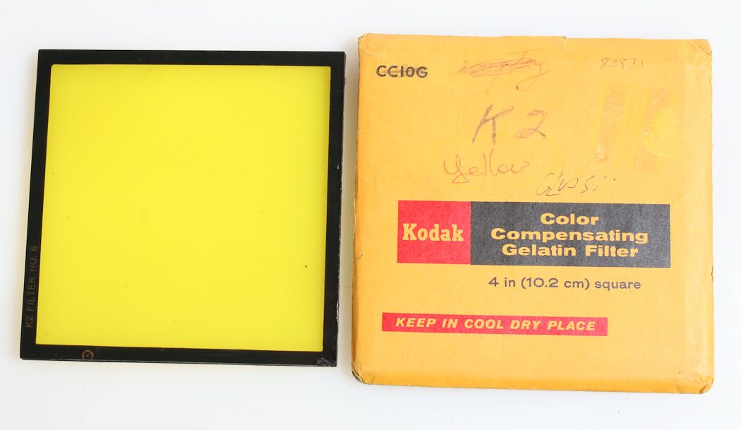 Kodak Wratten 8 "K2" Yellow Filter 4x4 Inch  in B Glass Rare
