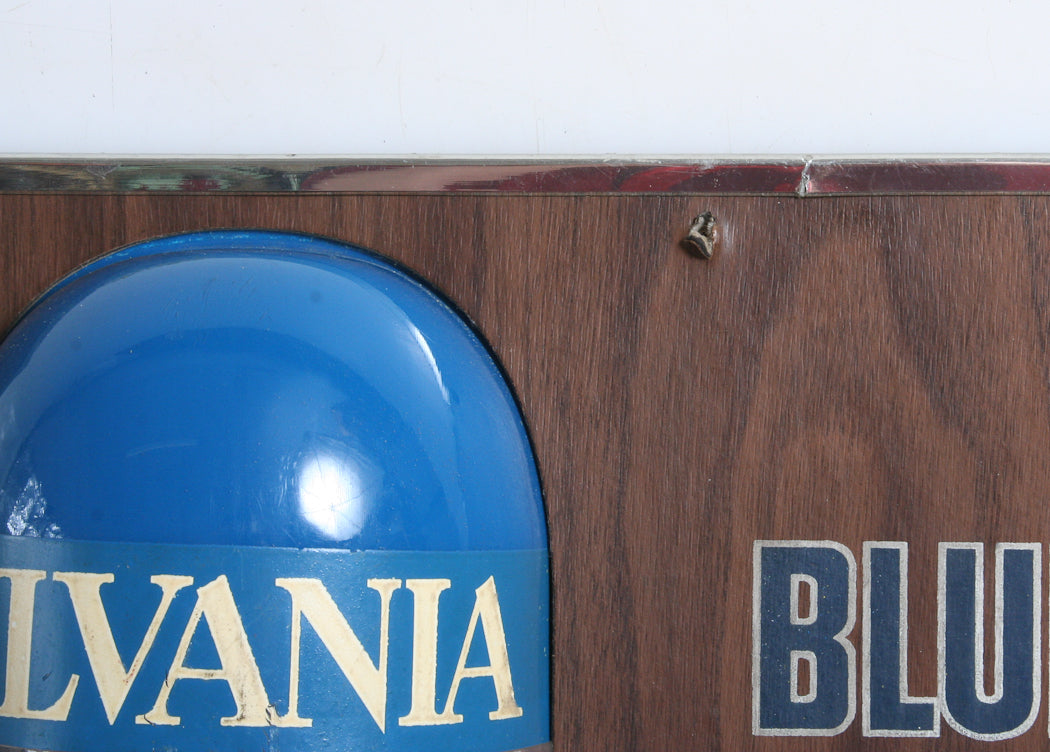 PHOTOGRAPHICA, SYLVANIA BLUE TOP PROJECTOR LAMP SIGN, VINTAGE ORIGINAL